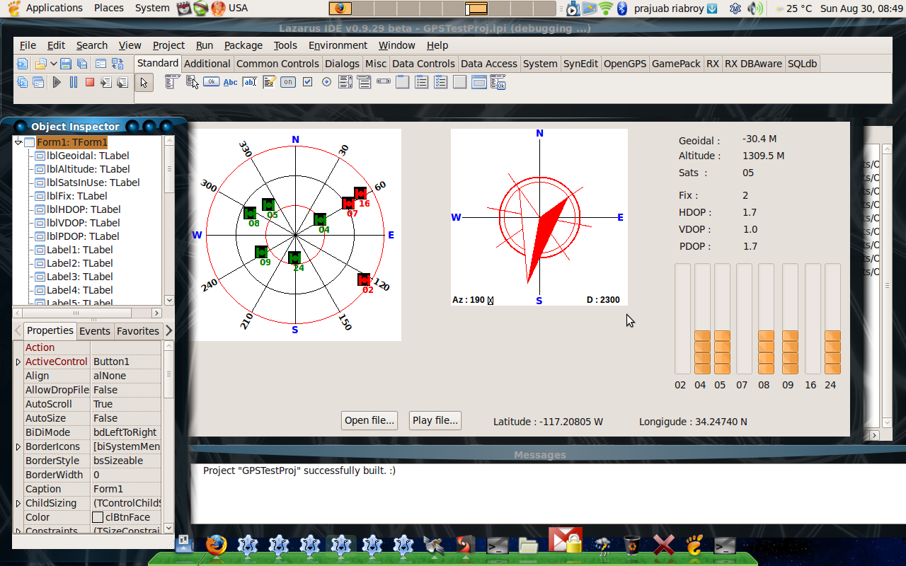Screenshot พัฒนา OpenGPS ด้วย Lazarus บน Ubuntu linux